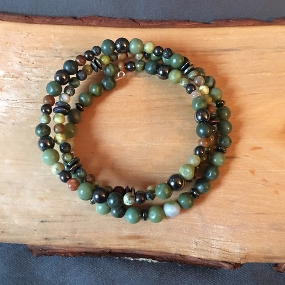 Wire wrapped bracelet green bracelet - Picture 5 of 8